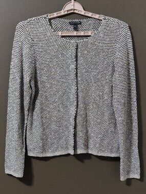 Eileen Fisher Illusion Printed Ramie Linen Blend Cardigan MEDIUM